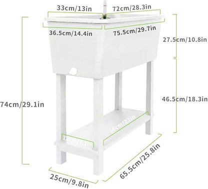 3 Pcs Self Watering Elevated Raised Garden Bed, Large Outdoor Plastic Planter Box Big Flower Plant Pot for Planting Flowers Vegetables and Herbs (3, White)