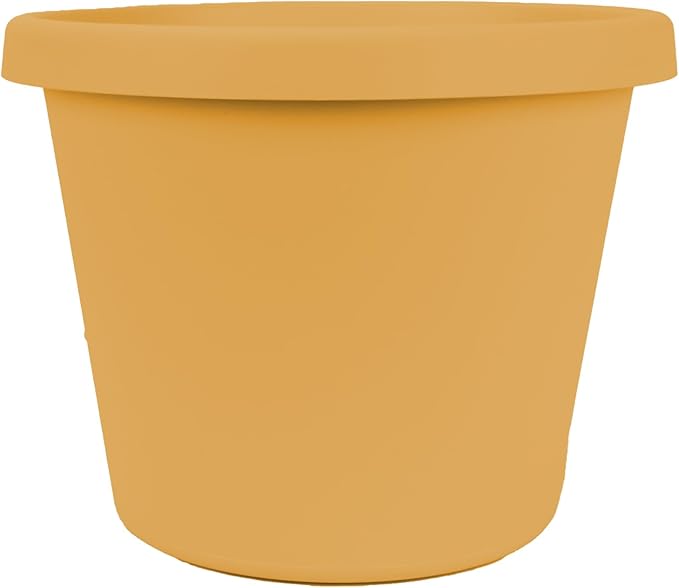 The HC Companies Prima Round Plastic Plant Pot w/Rolled Rim - Lightweight & UV Resistant Flower Pot for Herbs & More - Outdoor & Indoor Plant Pots w/Drainage (16 inch, Honey, Pack of 1)