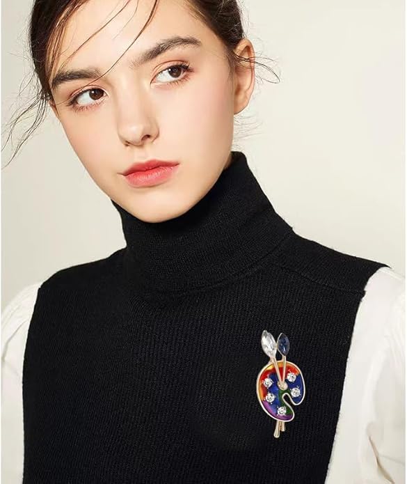 ONLYJUMP Painter Palette Brooch Pin for Women Girls Dainty Colorful Paint Palette Brush Artist Painter Lapel Pin Gift Jewelry Art Teacher Hat Bag Suit Tie Birthday Xmas Badges Painting Lovers Jewelry Gift