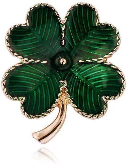 St.Patrick's Day Brooches for Women Dainty Crystal Four Leaf Lapel Pin Shamrock Hat Brooch Pins Irish Enamel Brooches Irish Holiday Costume Accessory Jewelry