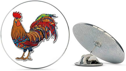 Colorful Rooster Metal 0.75" Lapel Hat Pin Tie Tack Pinback