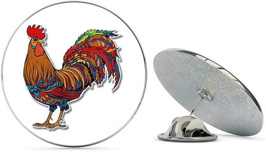 Colorful Rooster Metal 0.75" Lapel Hat Pin Tie Tack Pinback