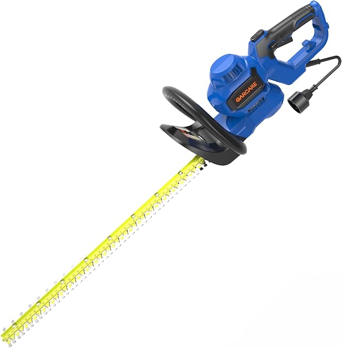 GARCARE 24-Inch Corded Electric Hedge Trimmer - 4.5 Amp, Dual-Action Blades, Rotary Handle, Safety Switches for Hedges, Shrubs, and Branches