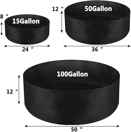 15 Gallon Large Grow Bag, Heavy Duty Fabric Round Raised Garden Bed Planter Pots for Planting Herb Flower Vegetable Potato Plants (24" D x 8" H, Black)
