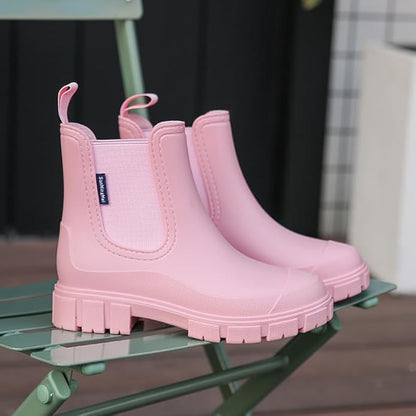 Harssidanzar Womens Rain Boots Waterproof Garden Shoes Anti-Slip Short Rain Boots for Outdoor Work HL217US