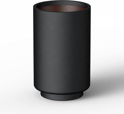 Kante 20.1 Inch Tall Concrete Planter, Round Pedestal Design Garden Pot for Indoor Outdoor Plants, Modern Garden Pot with Drainage Hole, Black Finish with Painted Interior