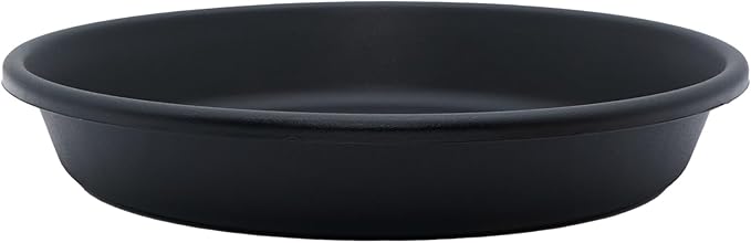 The HC Companies Flower Pot Saucers - Plastic Plant Saucer for Outdoors & Indoors - Traditional Design Plant Pot Trays for Water Drainage - Durable & Stylish Round Plant Tray (14-inch Black)