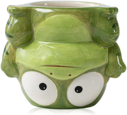DIYOMR Cute Animal Planter Upside Down Ceramic Cartoon Succulent Pot Animals Shaped Small Flowerpot for Kid's Room Decoration Desktop Planting Ideas Creative Pen Holder - Plants Not Included (Frog)