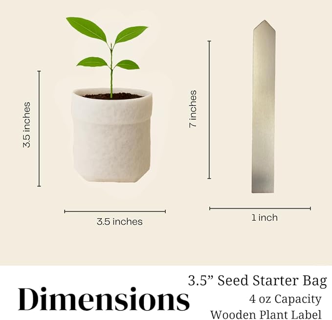 15-Pack Biodegradable Plant Grow Bags 3.5 Inch with Wooden Labels – Eco-Friendly Fabric Pots for Seedlings, Herbs, Flowers - Indoor Outdoor – Plastic-Free Gardening Gift