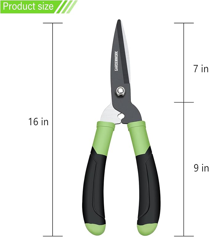 GARDENWORK Hedge Shears Clippers for Trimmer,Garden Clippers Handheld,Boxwood,Shrubs, Bush Cutters Trimmer with Teflon Coating High Carbon Steel Blades,16"Gardening Shears with Comfort Grip Handles
