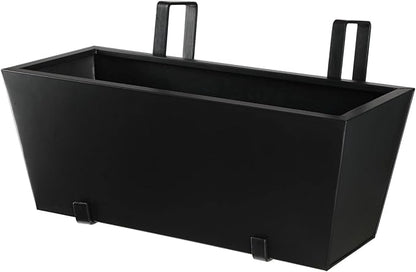 BIRDROCK HOME 2pk Metal Railing Planter - Black Balcony Flower Box - Deck Rail Boxes - House Apartment Plant Pot
