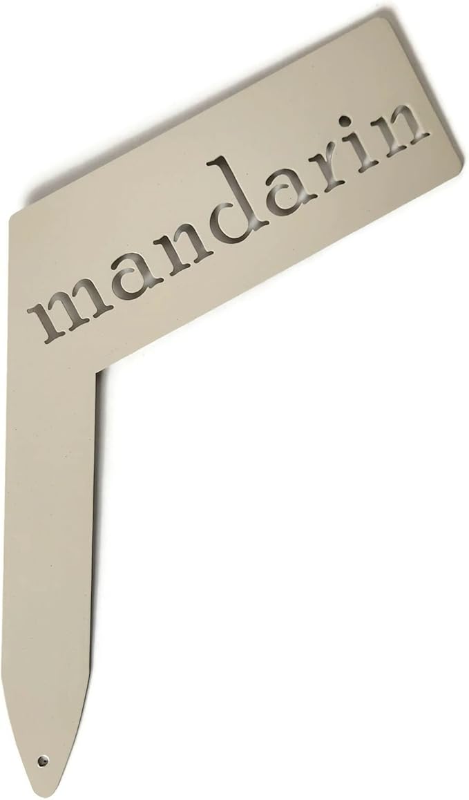 Planter Size Small Metal Garden Plant Vegetable Flower or Herb Markers 13.5 Inches Tall (mandarin, Cream)