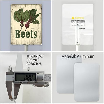 Uptell Vintage Vegetable Signs for Garden with Stake Beets Yard Sign Vegetable Garden Label Stakes Plant Markers for Outdoor Plants Waterproof 8.8x7inch