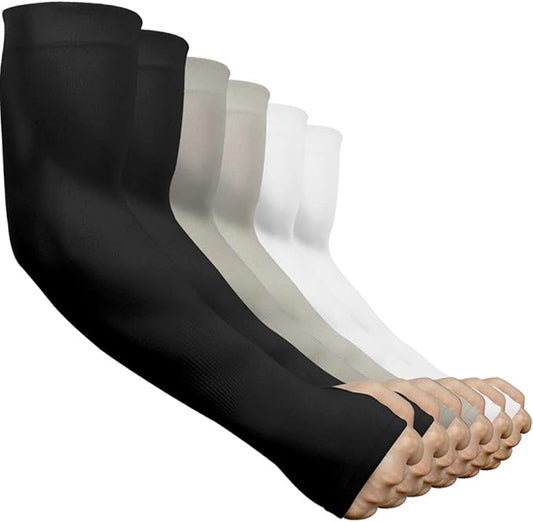 beister 3/6 Pairs UV Cooling Arm Sleeves Sun Protection Unisex for Sports, Cycling, Golf, Running
