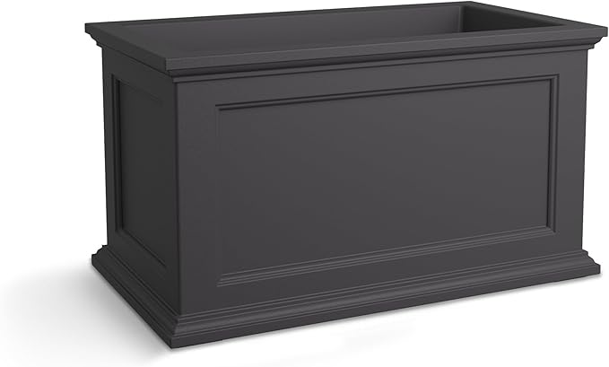 Mayne Fairfield 20x36-Inch Rectangular Planter – Self-Watering, Weather-Resistant Planter for Flowers – Durable Outdoor Design for Patio, Porch, or Entryway, Graphite Grey