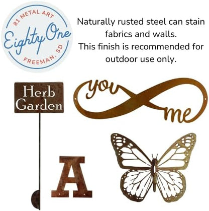 Planter Size Small Metal Garden Plant Vegetable Flower or Herb Markers 13.5 Inches Tall (pears, Naturally Rusted)