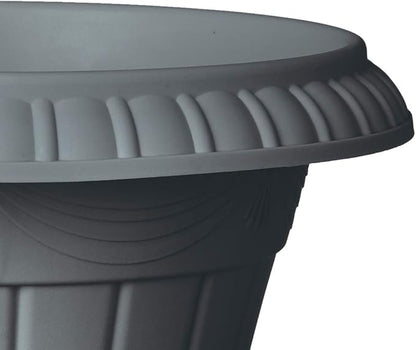 Arcadia Garden Products PL20GY Classic Traditional Plastic Urn Planter Indoor/Outdoor, 10" x 12", Gray