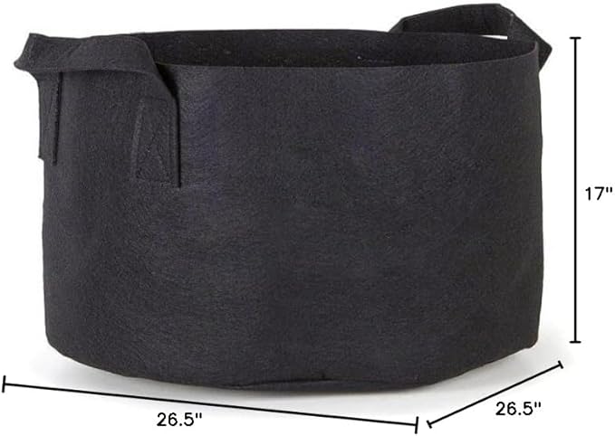 247Garden 5-Pack 40-Gallon Aeration Fabric Pot/Plant Grow Bag w/Handles (260 GSM, Black, 17H x 26.5D)