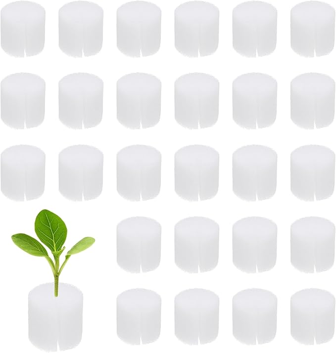 50-Pack Hydroponics Sponges, 1.26 Inch Growing Media Cylindrical Sponges for Planting Gardening Tool/Grow Seedlings/Home Vegetable Flower, Soilless Cultivation Seedling [White]