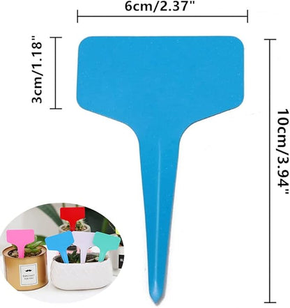 100pcs Garden Plant Labels Waterproof Plastic Plant Nursery Markers T-Type Plant Name Sign Tag Outdoor Indoor Stakes Stick for Seed Potted Herbs Flowers Vegetables Flowers, 5 Colors
