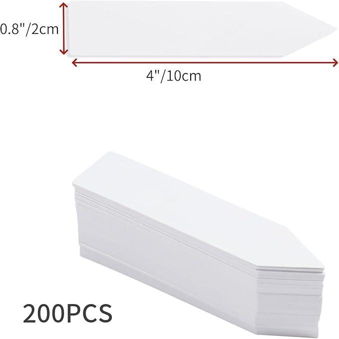 Quluxe 100 Pcs 4 Inch White Plant Markers Plastic Plant Name Tags Seedling Garden Labels Marker for Gardener