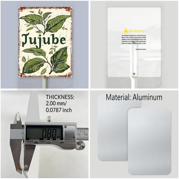 Uptell Vintage Aluminum Jujube Fruit Signs Yard Sign with Stake for Garden Fruit Garden Label Stakes Plant Markers for Outdoor Plants Waterproof 8x12 inch