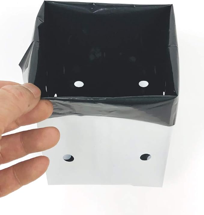 HORTIPOTS 0.5 Gal Black and White Plastic Grow Bags 1/2 Gallon (Pack of 100)