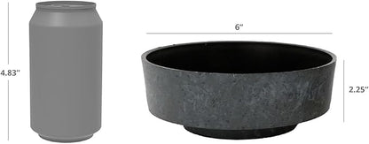 The HC Companies 6 Inch Round Plastic Succulent Capri Bowl Decorative Indoor Flower Succulent Planter Pot with Drain Plug Hole, Artisan Taupe with Copper Bottom Color (2 Pack)