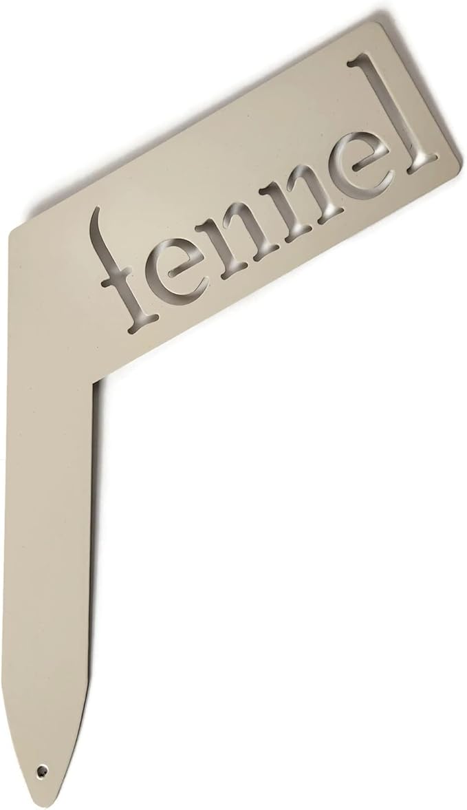 Planter Size Small Metal Garden Plant Vegetable Flower or Herb Markers 13.5 Inches Tall (fennel, Cream)