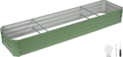 INNO STAGE 8×2×1ft Galvanized Raised Garden Bed Kit, Galvanized Planter Raised Garden Boxes Outdoor, Large Metal Raised Garden Beds for Vegetables, Flowers, Herbs, and Succulents, OliverGreen