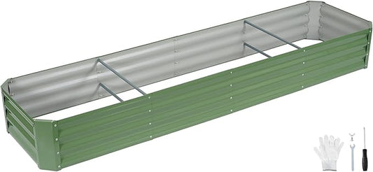 INNO STAGE 8×2×1ft Galvanized Raised Garden Bed Kit, Galvanized Planter Raised Garden Boxes Outdoor, Large Metal Raised Garden Beds for Vegetables, Flowers, Herbs, and Succulents, OliverGreen