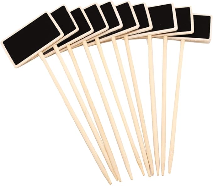 20 Pcs Mini Wood Chalkboard Stakes Gardening Plant Tags Markers Plant Labels Decorative Signs Place Cards