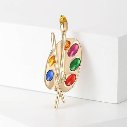 ONLYJUMP Painter Palette Brooch Pin for Women Girls Dainty Colorful Paint Palette Brush Artist Painter Lapel Pin Gift Jewelry Art Teacher Hat Bag Suit Tie Birthday Xmas Badges Painting Lovers Jewelry Gift
