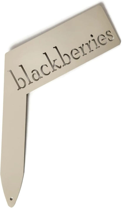 Planter Size Small Metal Garden Plant Vegetable Flower or Herb Markers 13.5 Inches Tall (blackberries, Cream)