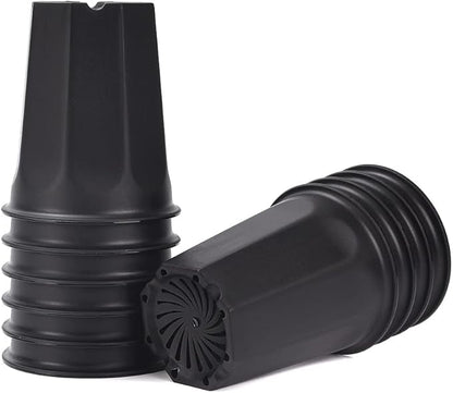 BangQiao 10 Pack 5.30 Inch Black Plastic Deep Nursery and Seedling Pots, Round Planter Container for Transplanting, Cutting, Succulent