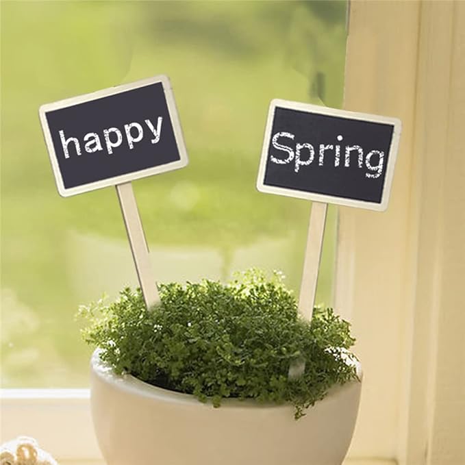 20 Pieces Mini Wooden T-Type Plant Labels Garden Plant Markers Chalkboard Stakes Gardening Plant Labels Signs for Flower Bed, Pots, Planters Wooden Garden Markers