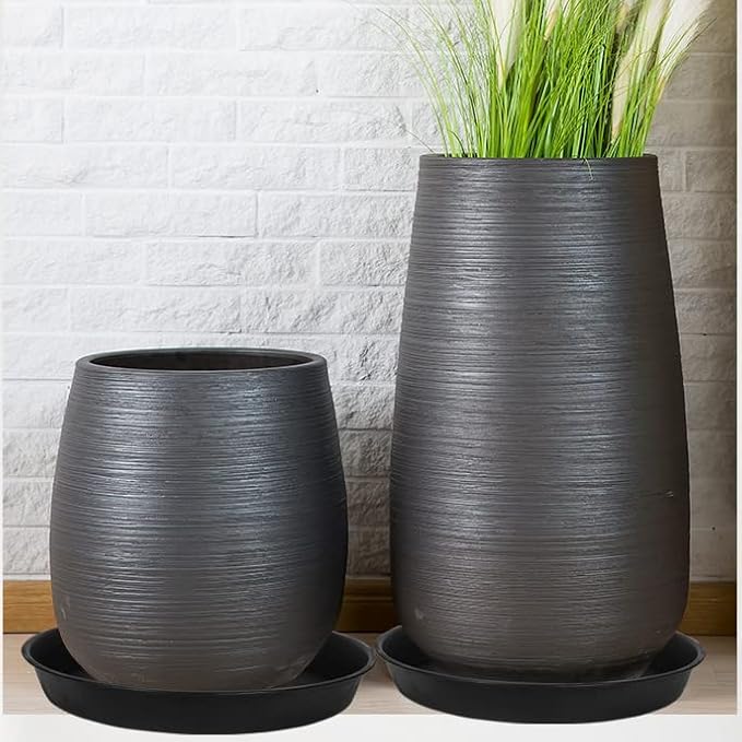 3 Pack of Plant Saucer 25 26 inch, 4.2" Depth, Large Heavy Duty Plastic Saucers 24" 26" Round, Plant Drip Trays for Indoors Outdoor, Plant Water Tray for Planters 23-27" (26", Black)
