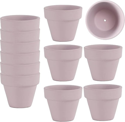 Fcacti Mini Pink Terracotta Clay Flower Pots 2 inch with Drainage Holes for for Tiny Cactus Herb lithop, Small Succulent Planter Nursery Plant Pot