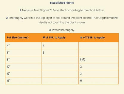 True Organic Bone Meal – Organic Fertilizer for Growth, Flowering, and Fruit Production – 25lb Bag Covers 508 Sq. Ft.