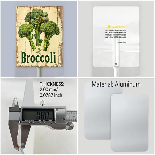 Uptell Vintage Vegetable Signs for Garden with Stake Broccoli Yard Sign Vegetable Garden Label Stakes Plant Markers for Outdoor Plants Waterproof 8x12inch