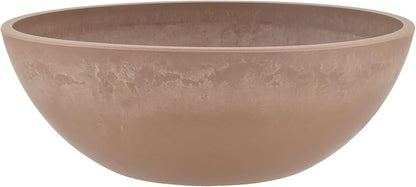 PSW Pot Collection M30TP 12-inch Plastic/Stone/Wood Composite Low Bowl Planter – No Drainage Hole (Drillable), Shallow Indoor/Outer Pot for Succulents, Bonsai, Fairy Gardens, Herbs, Taupe