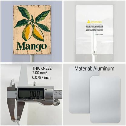 Uptell Vintage Aluminum Mango Fruit Signs Yard Sign with Stake for Garden Fruit Garden Label Stakes Plant Markers for Outdoor Plants Waterproof 8x12 inch