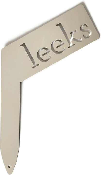 Planter Size Small Metal Garden Plant Vegetable Flower or Herb Markers 13.5 Inches Tall (leeks, Cream)