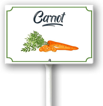 Boylee 8x12inch Aluminum Carrot Garden Signs With Stake For Vegetables, Herbs, Flowers & Potted Plants