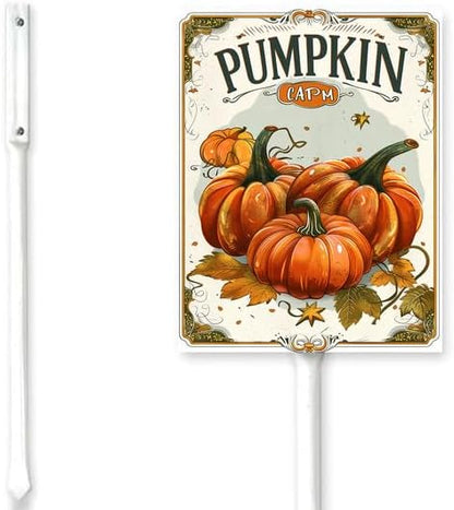 Bidesign (8X12) IN Pumpkin Aluminum Vegetable Garden Sign With Stake Plant Marker Vegetable Garden Stake With Vegetable Name For Nursery Vegetable Garden Fence Decoration Outdoor