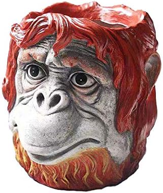 Funny Planter Head Planter with Drainage Hole Resin Plant Pot Pencil Holder Desk Storage(Gorilla)