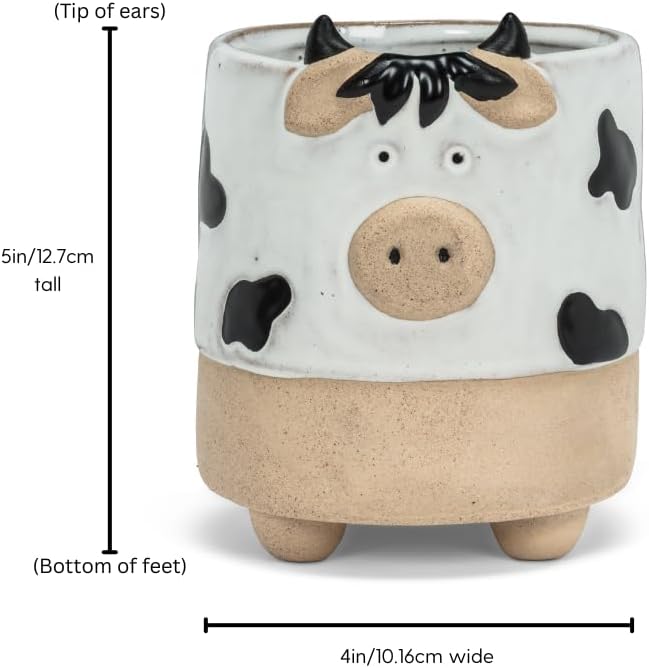 Abbott Collection Stoneware Cow on Legs Planter - Small (5" H, 3.5" Opening)