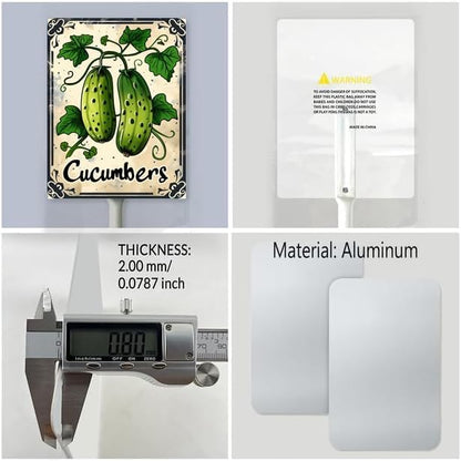 Uptell Vegetable Garden Cucumbers Yard Sign Label With Stake Plant Markers For Outdoor Plants Waterproof 7x8.8inch Nursery Garden Outdoor Sign
