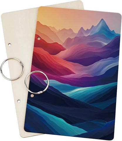 SUPERDANT Mountain Greeting Card Holder Organizer Wooden Card Keeper Binder Planning Book Birthday Cards Keeper Colorful Photo Album 2-Rings Cover Wedding Birthday Planner Journal Keepsake Book Gift