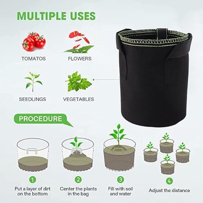 MaJingHengg Plant Grow Bags 4/5/7 Gallon Pack of 5, Aeration Fabric Pots with Handles (Size : 7 Gallon)